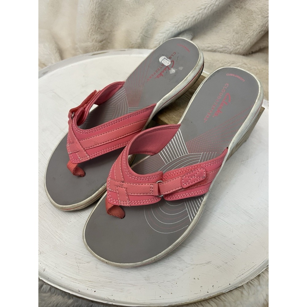 Clarks Cushion Soft Women Breeze Sea Pink Flip Flop Sandals Size 8 Cloudsteppers